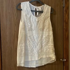 Cream Embroidered Tank Top - Large